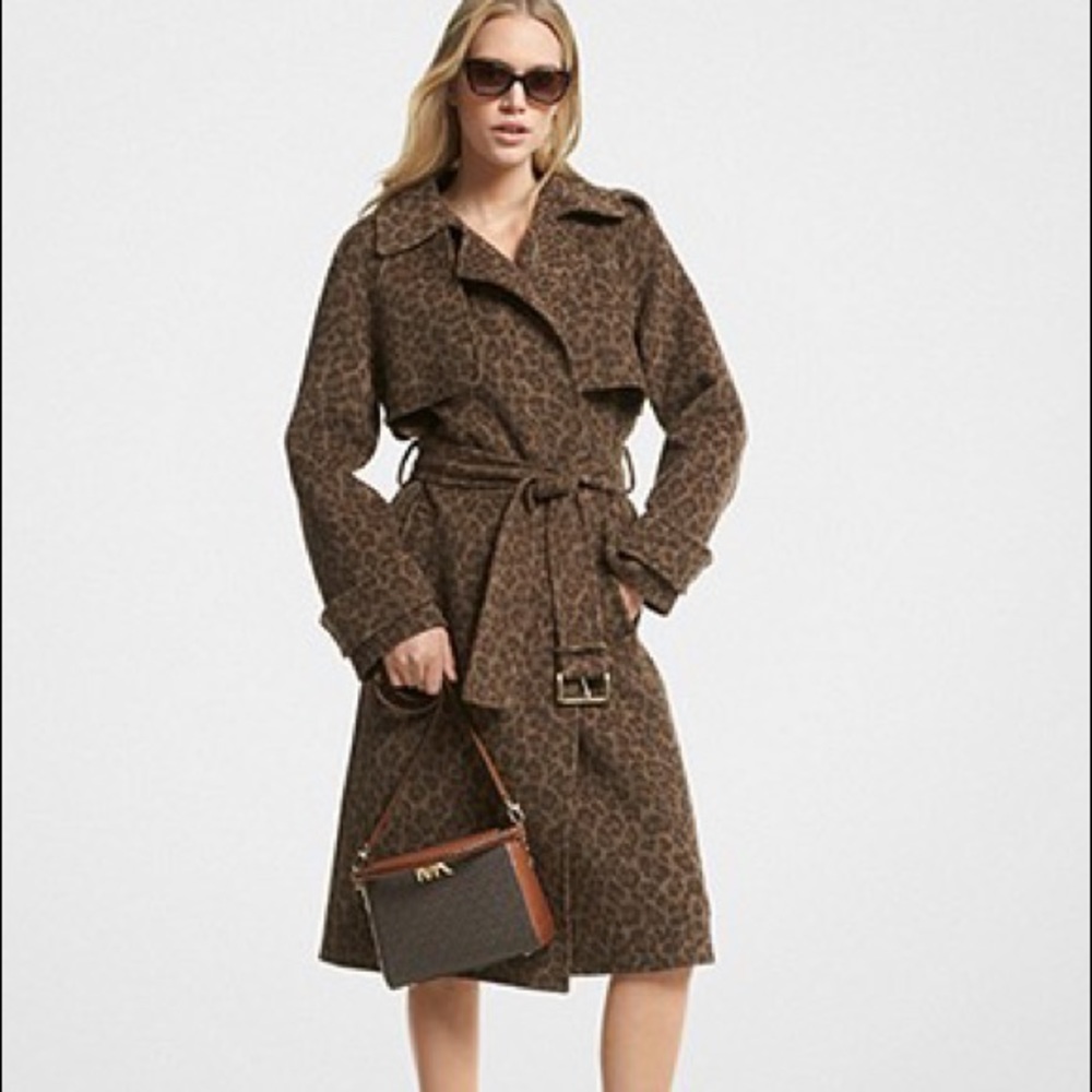 Michael Kors Leopard Print Wool Coat Brand New